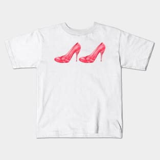 Red high heel women shoes. watercolor Kids T-Shirt